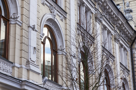 俄罗斯的莫斯科，在 2015 年 12 月 17 日。典型的历史建筑物，在城市的中央部分的建筑细节
