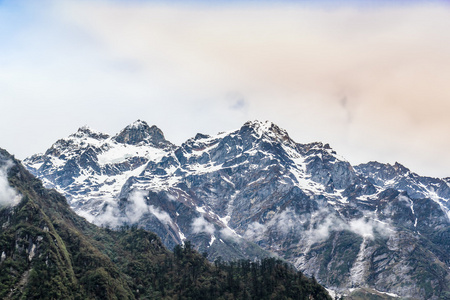 雪山与雾，Lachen 北锡金印度