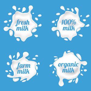 牛奶泼标签矢量形状创意插图设计