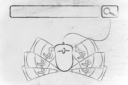 电脑鼠标和现金的 web 搜索栏