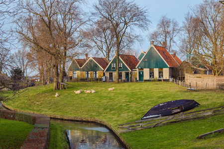 在 Enkhuizen，荷兰的露天博物馆的视图