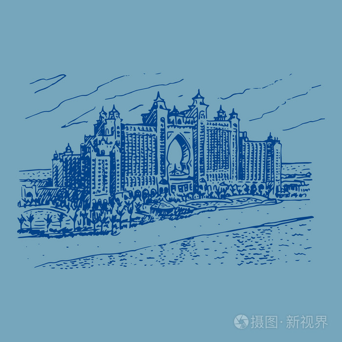 亚特兰蒂斯酒店,棕榈,迪拜,阿拉伯联合酋长国插画-正版商用图片1l7flv