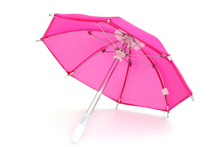 孤立在白色背景上的粉红伞