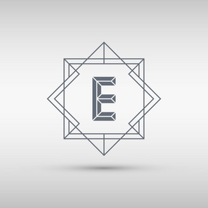字母 E 标志图标设计模板。E 信大纲会标