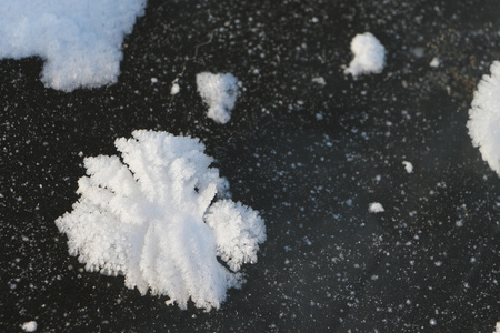 冰冻河流冰上的雪异常生长图片