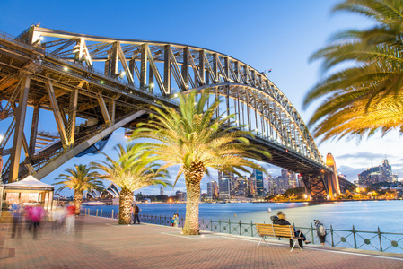 悉尼港湾大桥黄昏的辉煌