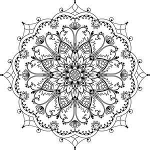 曼荼罗，zentangle 启发图中，黑色和白色