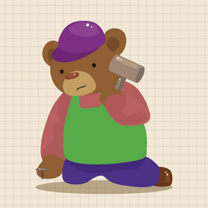 动物熊工人卡通主题元素