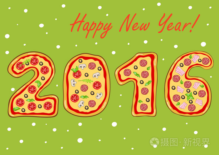 贺卡新年快乐 2016.creative 快乐新的一年设计.数字