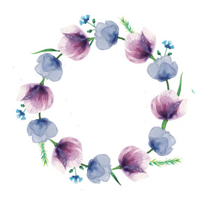水彩的紫罗兰色花花环
