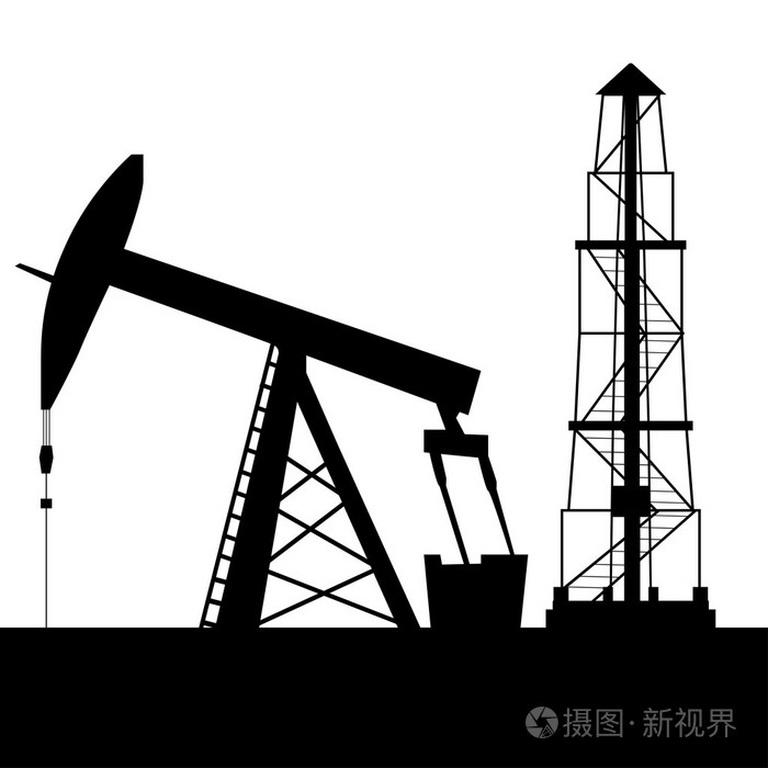 石油井架的剪影
