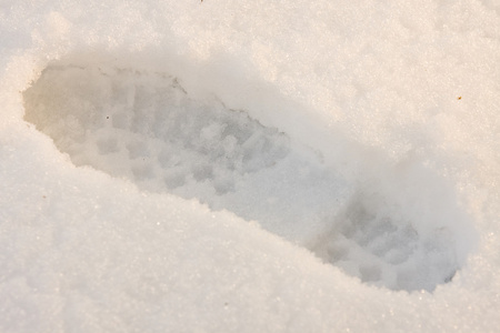 在雪中的足迹