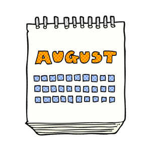 卡通日历显示 8 月
