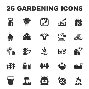 农场，园艺 25 黑色简单的图标设置为 web
