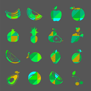 矢量水果彩色的图标集