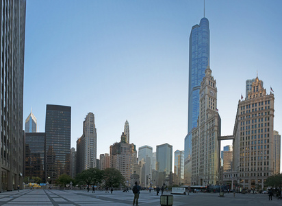 芝加哥美国城市天际线与城市全景