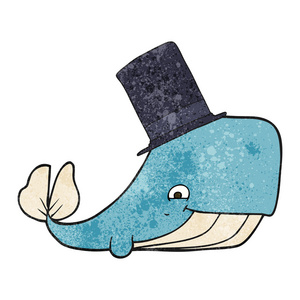 高顶大礼帽的质感的卡通鲸鱼