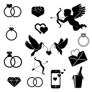 爱的图标集插画