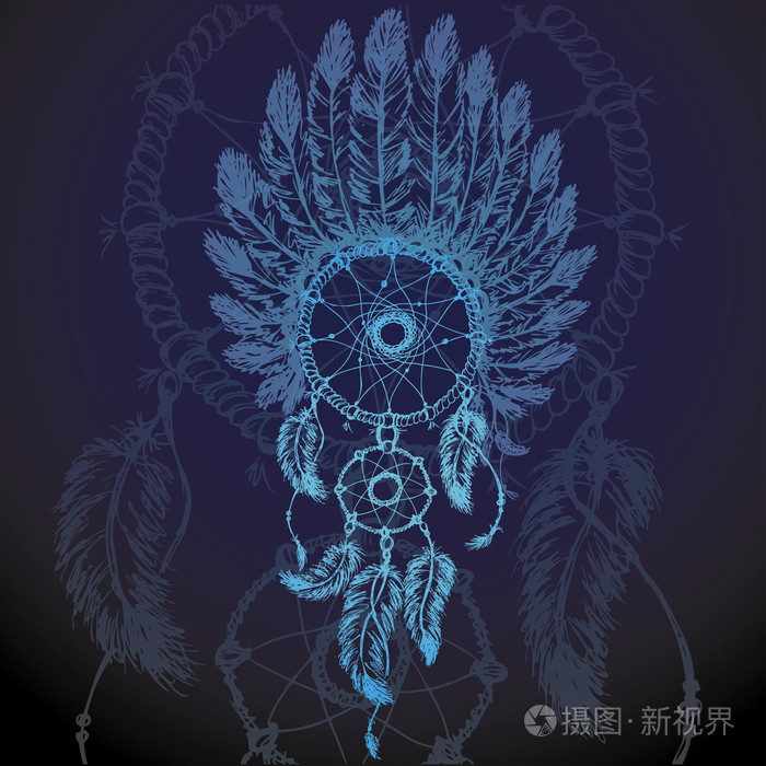 色彩丰富的插画的捕梦网