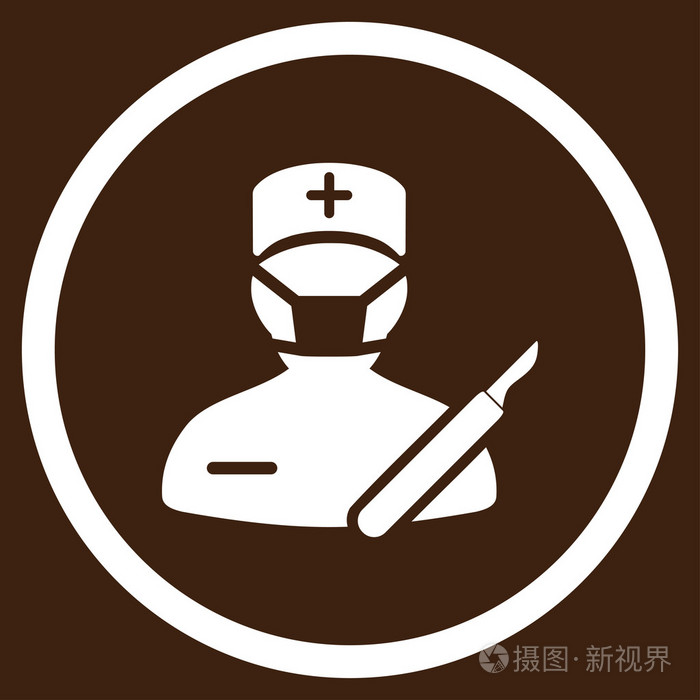 外科医生带圆圈的图标