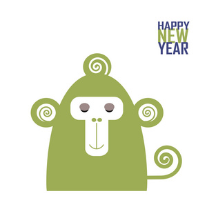 快乐的新年贺卡与猴子为中国新的一年