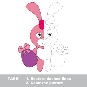 粉红兔子是彩色。矢量跟踪游戏