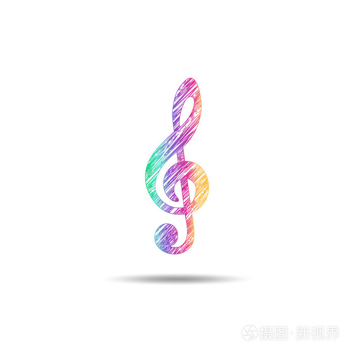 在不同的颜色画的高音谱号