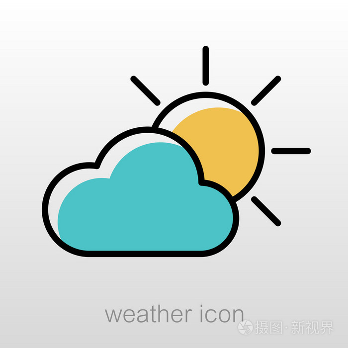 太阳和云的图标.气象.天气