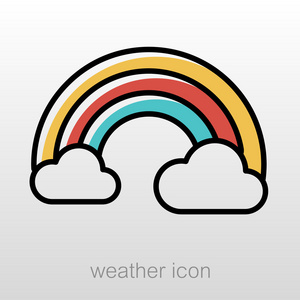 彩虹在云形图标。气象。天气