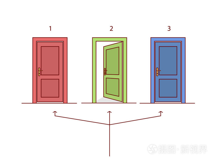 在不同颜色的三个门插画-正版商用图片1lhn5h-摄图新