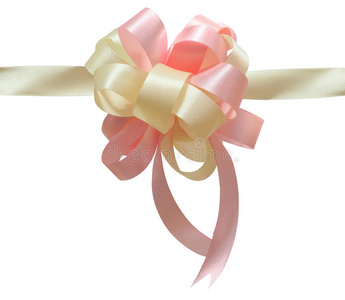 粉色和白色丝带礼品蝴蝶结