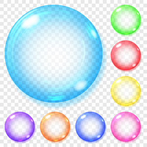 多彩多姿的透明玻璃球体。只有在 vec 透明度