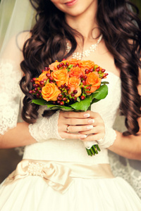 温柔的新娘捧花，在手中