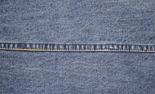 粗斜纹棉布牛仔裤贴图接缝的特写