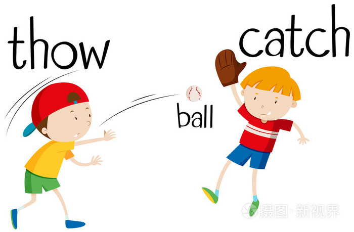 孩子们投掷和捕球