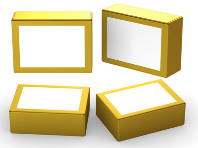 金纸包装盒与白色标签图片