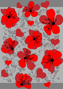 红色的抽象花卉图案背景