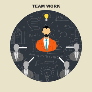 团队工作平面设计的插图