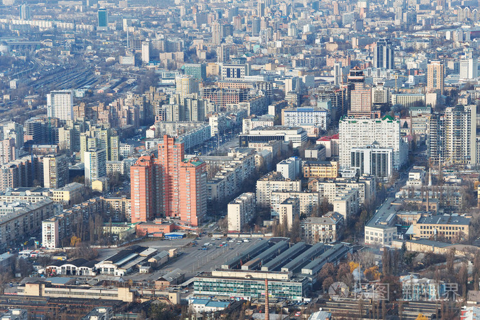 基辅市中心的鸟瞰图