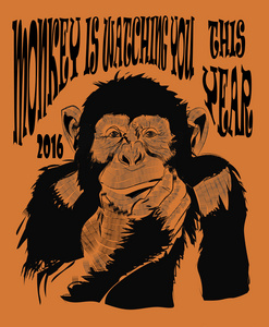 猴子矢量绘图设计海报卡新的一年
