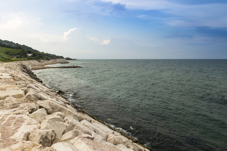 亚得里亚海海岸线全景。 意大利风景。 完了