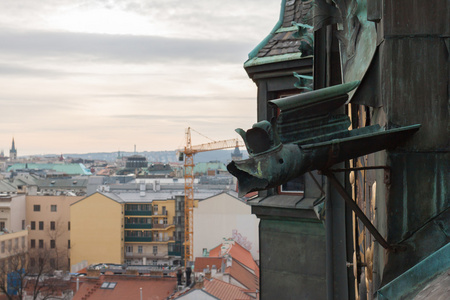 布拉格，捷克共和国，老城复古风格冬季冷色调。欧洲与文本空间的彩色图像