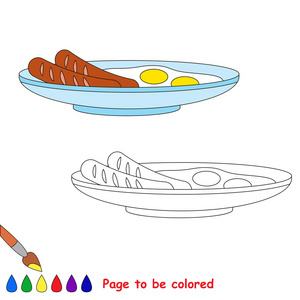 早餐的卡通。页是彩色
