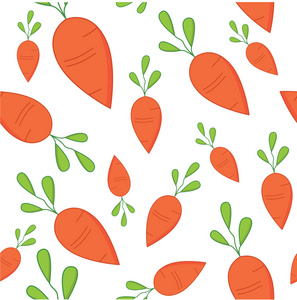 手绘水彩成熟橙色胡萝卜无缝重复的模式在向量中的白色背景上