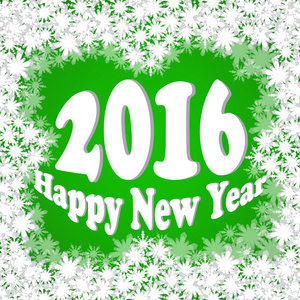 快乐新的一年 2016年庆祝传单 横幅 海报或邀请与时尚的文字上的雪花