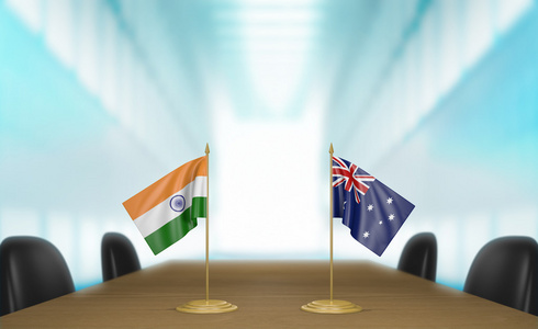 印度和澳大利亚的关系和贸易交易谈判 3d 渲染