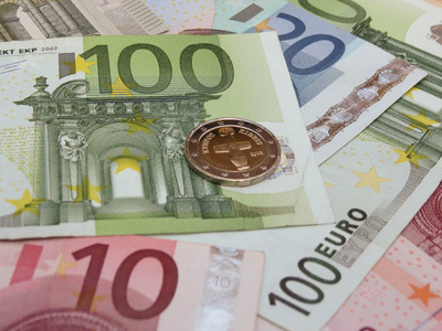 欧元欧元塞浦路斯的纸币和硬币