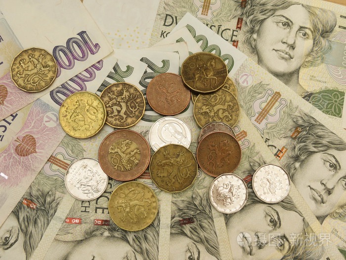 捷克克朗(捷克共和国法定货币)纸币和硬币