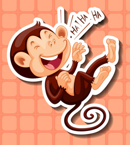 猴子笑上橙色背景