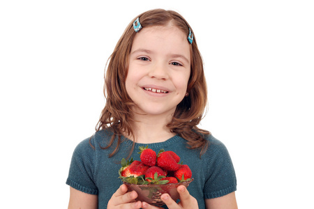 快乐的小女孩与草莓